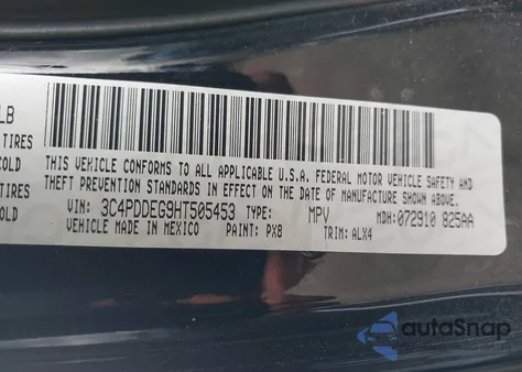 2017 Dodge Journey Gt Awd from USA, damaged, VIN 3C4PDDEG9HT505453